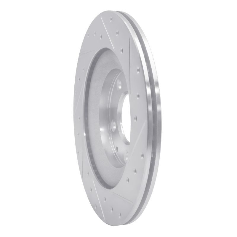 Mazda RX-8 Brake Rotor (1) - Rear Left - R1 Concepts - Drilled & Slotted - Silver - `04-`11